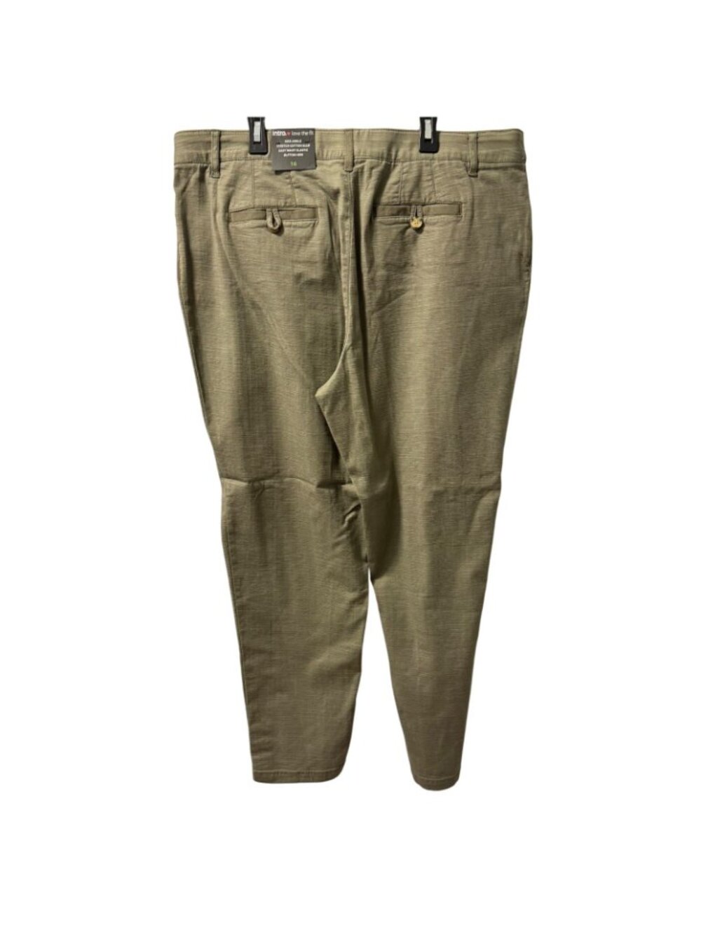 Intro. Kris Ankle Stretch Cotton Slub olive green Pants Size 16 women NWT - Picture 7 of 12